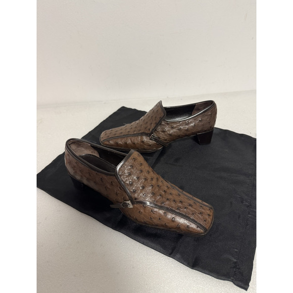 Prada Shoes Mens Size 38.5 Ostrich Leather Slip On Loafers Made in Italy - Picture 12 of 13